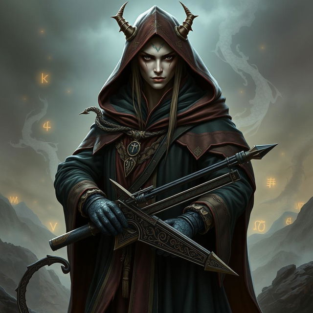 A full-body portrait of a semi-elf wizard with draconic appearance, featuring prominent dragon-like scales and sharp, elegant features