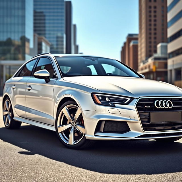 A pristine white Audi A3 8P S-Line parked in an urban setting