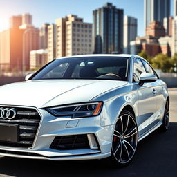 A pristine white Audi A3 8P S-Line parked in an urban setting