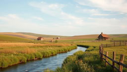 A tranquil landscape reflecting a simple and modest lifestyle from the 1800s