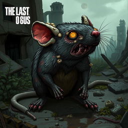 A detailed, realistic illustration of a zombie rat infected by a fungus, inspired by 'The Last of Us'