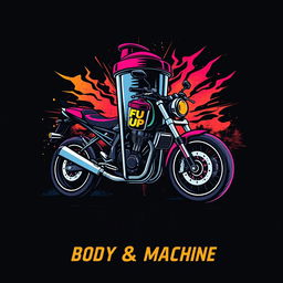 An innovative and captivating image featuring a gym shaker bottle and a motorcycle merging seamlessly at the top, symbolizing the connection between fitness and machinery