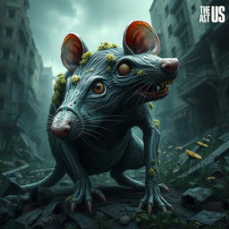 An intricate and realistic portrayal of a zombie rat infected by a fungus, inspired by 'The Last of Us'