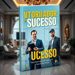 A vibrant and engaging ebook cover for 'Vistoriador de Sucesso', featuring a dynamic design that captures the essence of real estate inspections