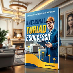 A vibrant and engaging ebook cover for 'Vistoriador de Sucesso', featuring a dynamic design that captures the essence of real estate inspections