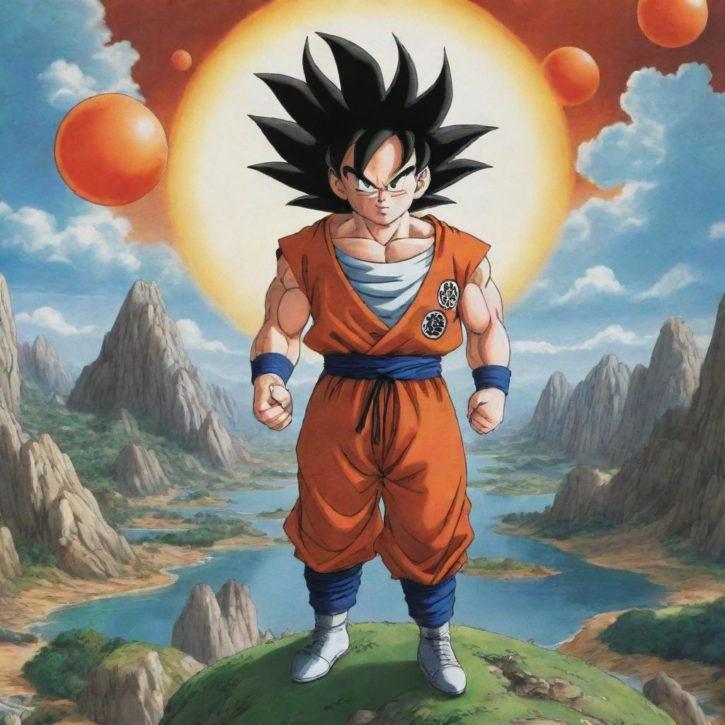 The extraordinary world Jesus led the explorer to unravels as the iconic universe of Dragon Ball, filled with familiar landscapes, characters and towering dragon balls, evoking a sense of adventurous nostalgia.