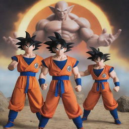 Amidst the Dragon Ball universe, the explorer encounters Goku and his companions, their quintessential attire and features brought to life vividly, creating an enchanting tableau of camaraderie.