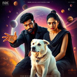 A cinematic film poster featuring a 27-year-old Indian man with a dark face and short hair, wearing a stylish black shrug and black cargo pants