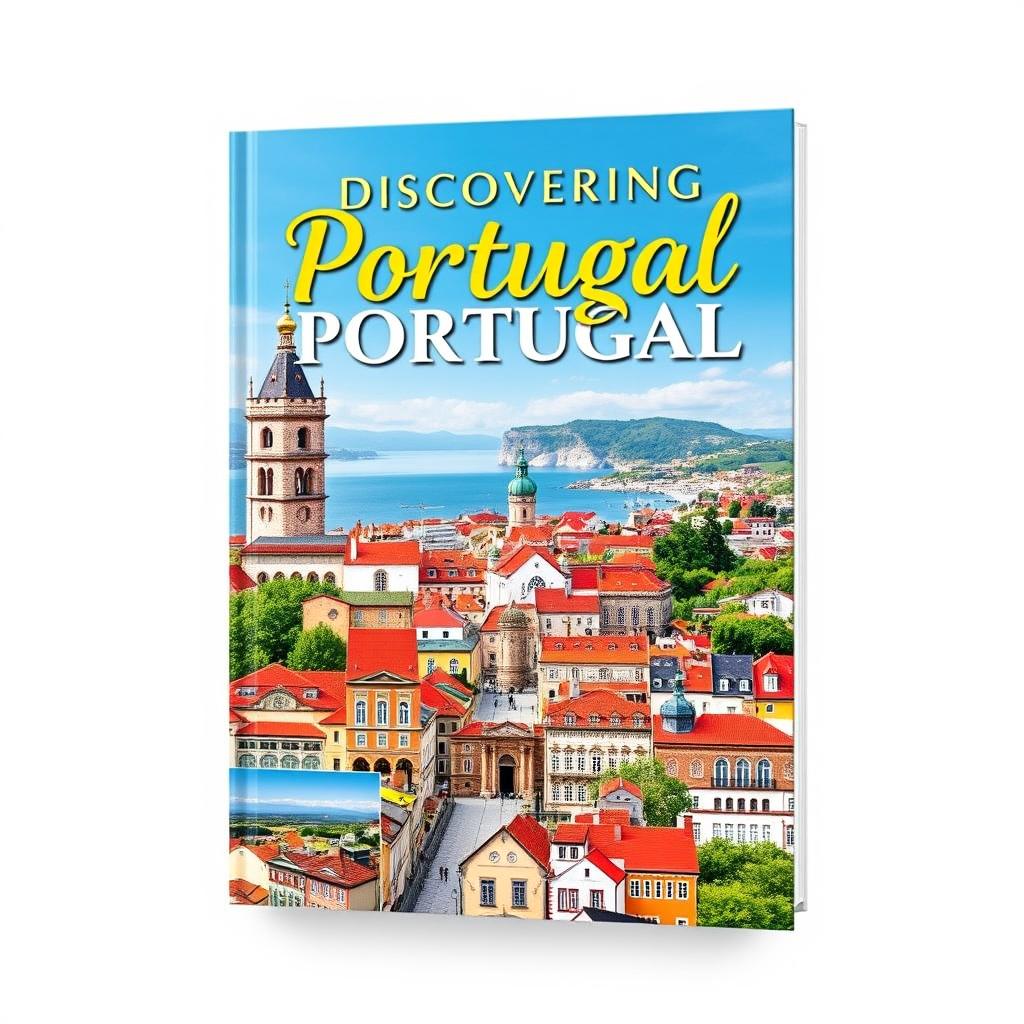 A stunning book cover featuring 158 beautiful cities in Portugal, showcasing iconic landmarks and scenic views