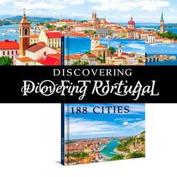 A stunning book cover featuring 158 beautiful cities in Portugal, showcasing iconic landmarks and scenic views