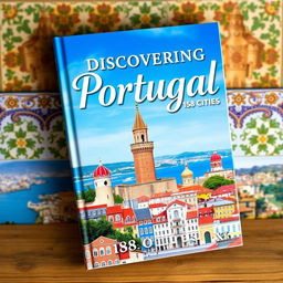 A stunning book cover featuring 158 beautiful cities in Portugal, showcasing iconic landmarks and scenic views