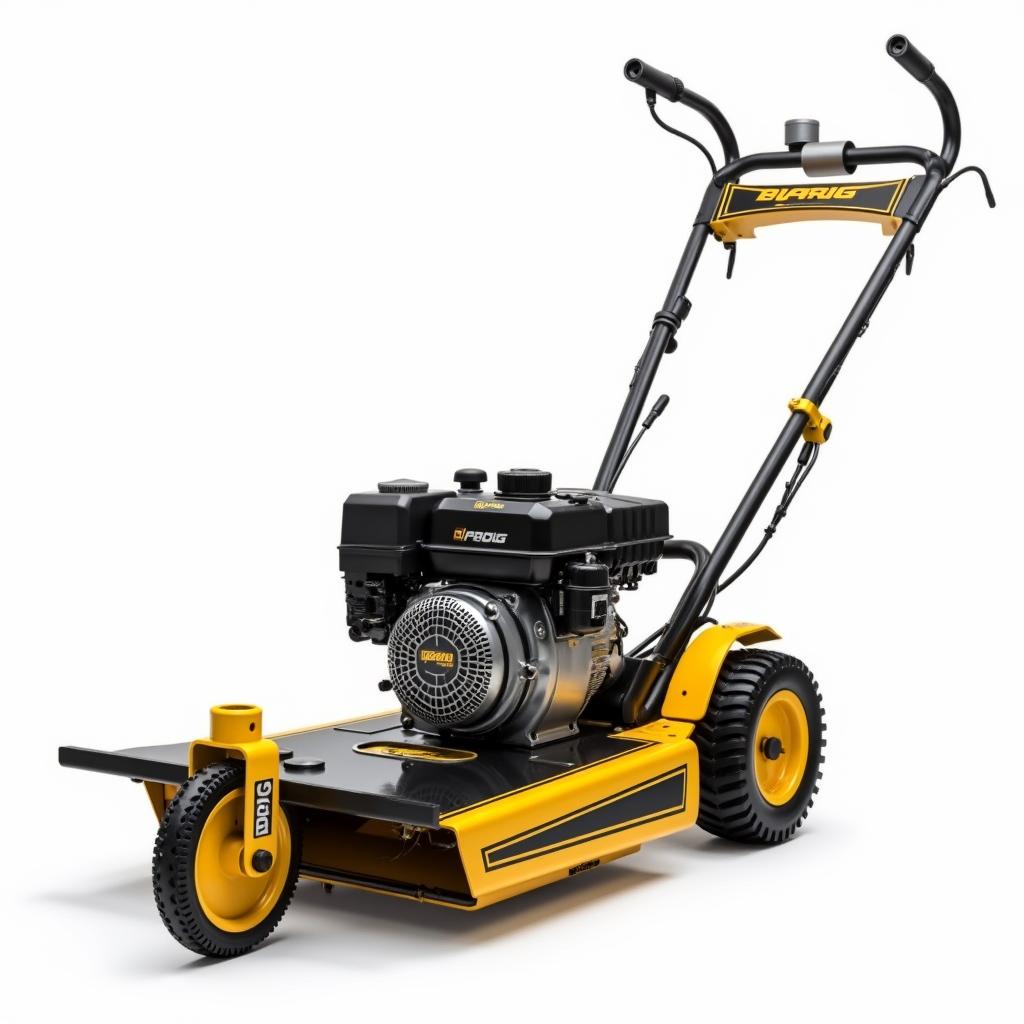 A striking gas-powered brush cutter in an elegant design with golden and black colors, prominently displaying the word 'PROG' on the engine