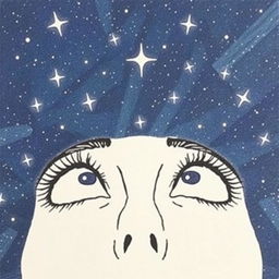 A hand-drawn illustration featuring a pair of eyes gazing up at a starry sky, capturing the depth and inspiration brought by a special person