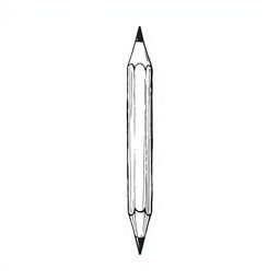 A black and white illustration featuring a simple yet elegant depiction of a pencil with an eraser, designed with fine lines