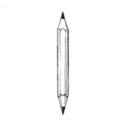 A black and white illustration featuring a simple yet elegant depiction of a pencil with an eraser, designed with fine lines