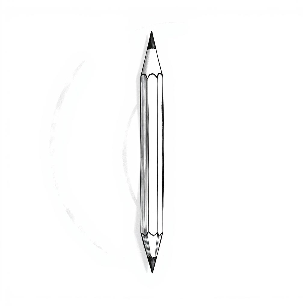 A poetic black and white illustration featuring a pencil with an eraser, designed with fine and simple lines