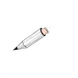 A poetic black and white illustration featuring a pencil with an eraser, designed with fine and simple lines