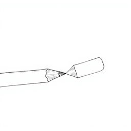 A poetic black and white illustration featuring a pencil and an eraser, created with fine and simple lines