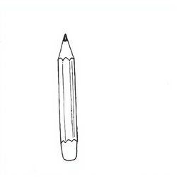 A black and white illustration featuring a pencil and an eraser, created with fine lines