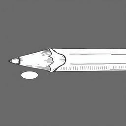 A black and white illustration featuring a pencil and an eraser, created with fine lines