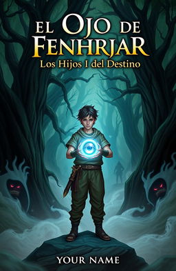 A fantasy book cover featuring a young male protagonist named Benerofonte standing in a mystical forest