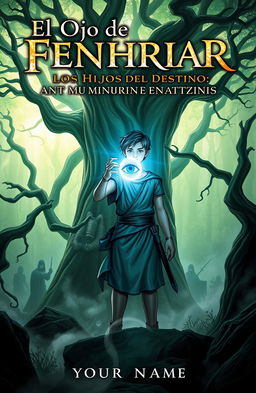 A fantasy book cover featuring a young male protagonist named Benerofonte standing in a mystical forest