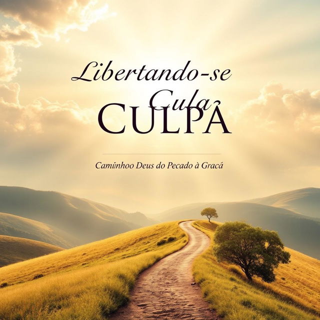 A captivating e-book cover design featuring the title "Libertando-se da Culpa: O Caminho de Deus do Pecado à Graça" prominently displayed in elegant, bold fonts