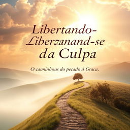 A captivating e-book cover design featuring the title "Libertando-se da Culpa: O Caminho de Deus do Pecado à Graça" prominently displayed in elegant, bold fonts