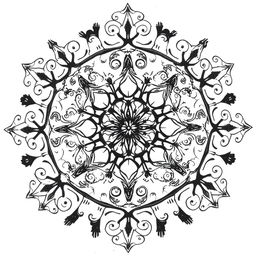 A hand-drawn black and white illustration of a kaleidoscope, symbolizing diversity and the unique beauty of each individual
