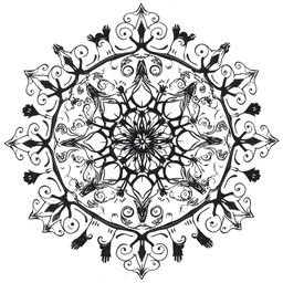 A hand-drawn black and white illustration of a kaleidoscope, symbolizing diversity and the unique beauty of each individual