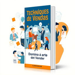 A captivating book cover design focused on sales techniques, showcasing an engaging scene of diverse sales professionals in action, demonstrating effective sales strategies in various settings like meetings and phone calls