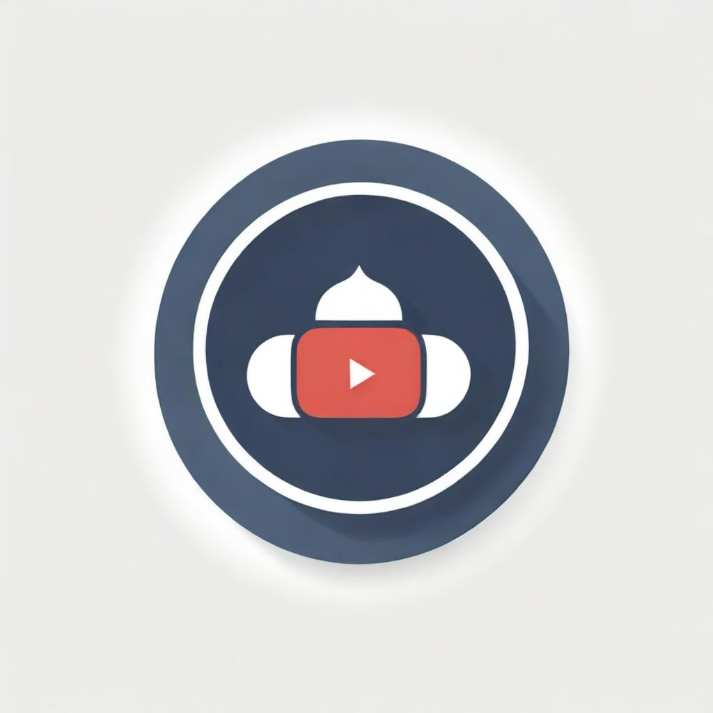 A YouTube logo intertwined with a Muslim symbol within a circle. Include stylized typography with the words 'ceramah singkat' in 8K resolution.