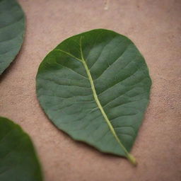 A detailed image of a leaf, with a picturesque, miniature scene of Antigua Guatemala intricately woven within its veins.