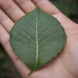 A detailed image of a leaf, with a picturesque, miniature scene of Antigua Guatemala intricately woven within its veins.