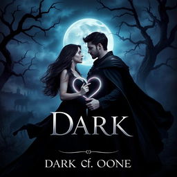 A captivating book cover depicting a couple enveloped in a dark romance fantasy