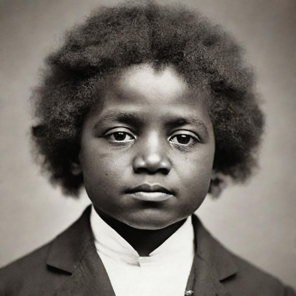 An adorable image of Frederick Douglass as a baby, showing his tiny, innocent features and a budding spark of courage in his eyes.