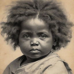 A poignant sketch of a baby Frederick Douglass held by his mother, her face adorned with a layer of deep sadness, the heavy weight of their reality apparent in her eyes.