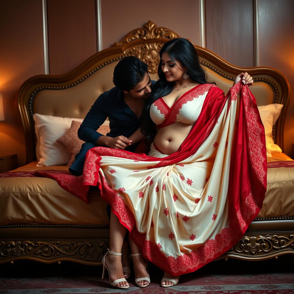 A sensual Assamese woman with a beautiful face and a seductive figure, featuring big breasts and a curvy body, displaying her chubby and fair skin