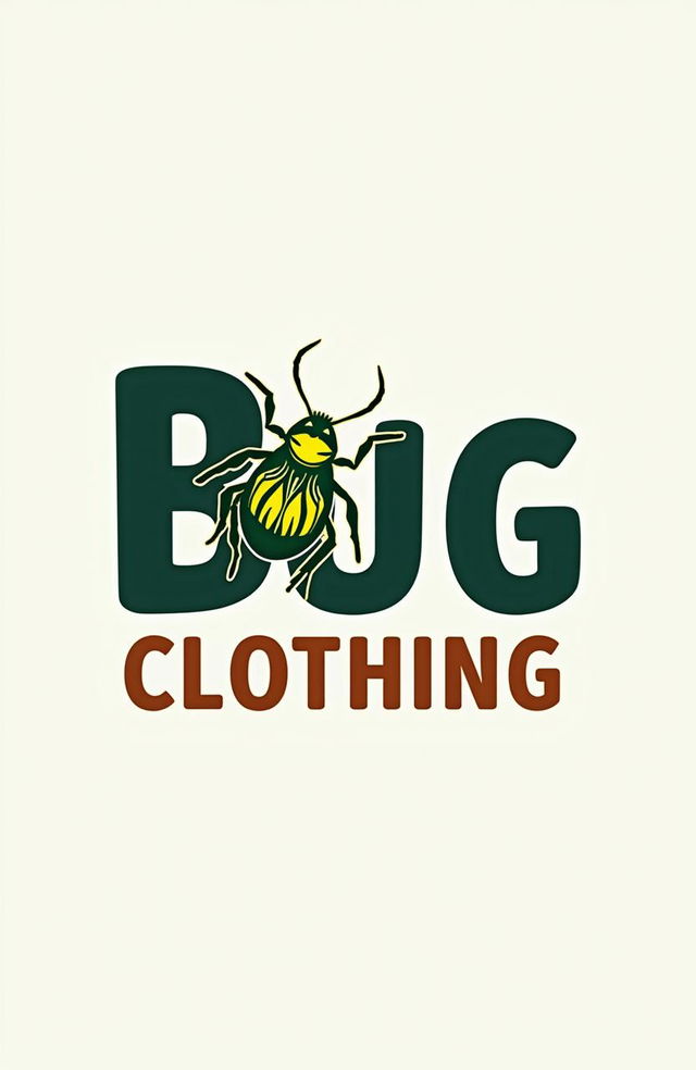 A modern and vibrant clothing logo for a brand named "Bug Clothing"