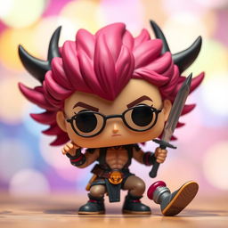 A Funko Pop Astarion figure depicted in a playful and sexy laid-back pose, casually holding a dagger