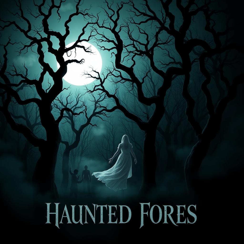 A supernatural movie poster featuring a mysterious haunted forest at night