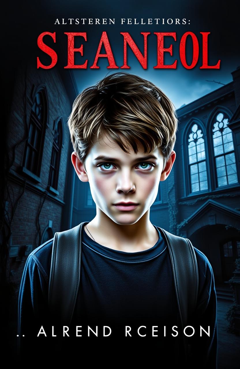 A book cover featuring a fifteen-year-old boy with sharp, piercing eyes, looking directly at the viewer