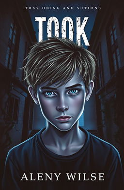 A book cover featuring a fifteen-year-old boy with sharp, piercing eyes, looking directly at the viewer