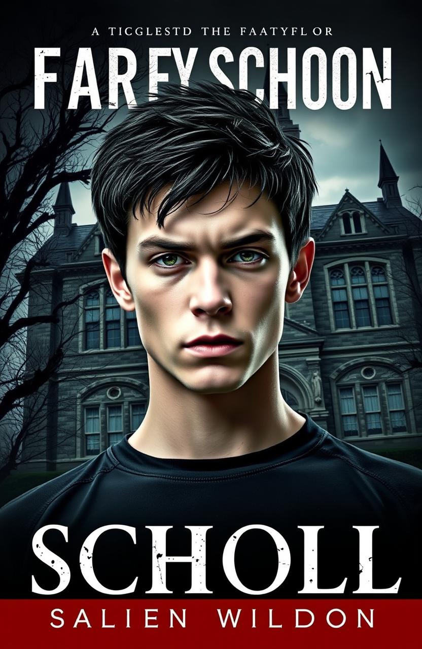 A striking book cover featuring a young man with sharp, intense eyes, gazing directly ahead