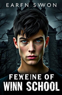 A striking book cover featuring a young man with sharp, intense eyes, gazing directly ahead