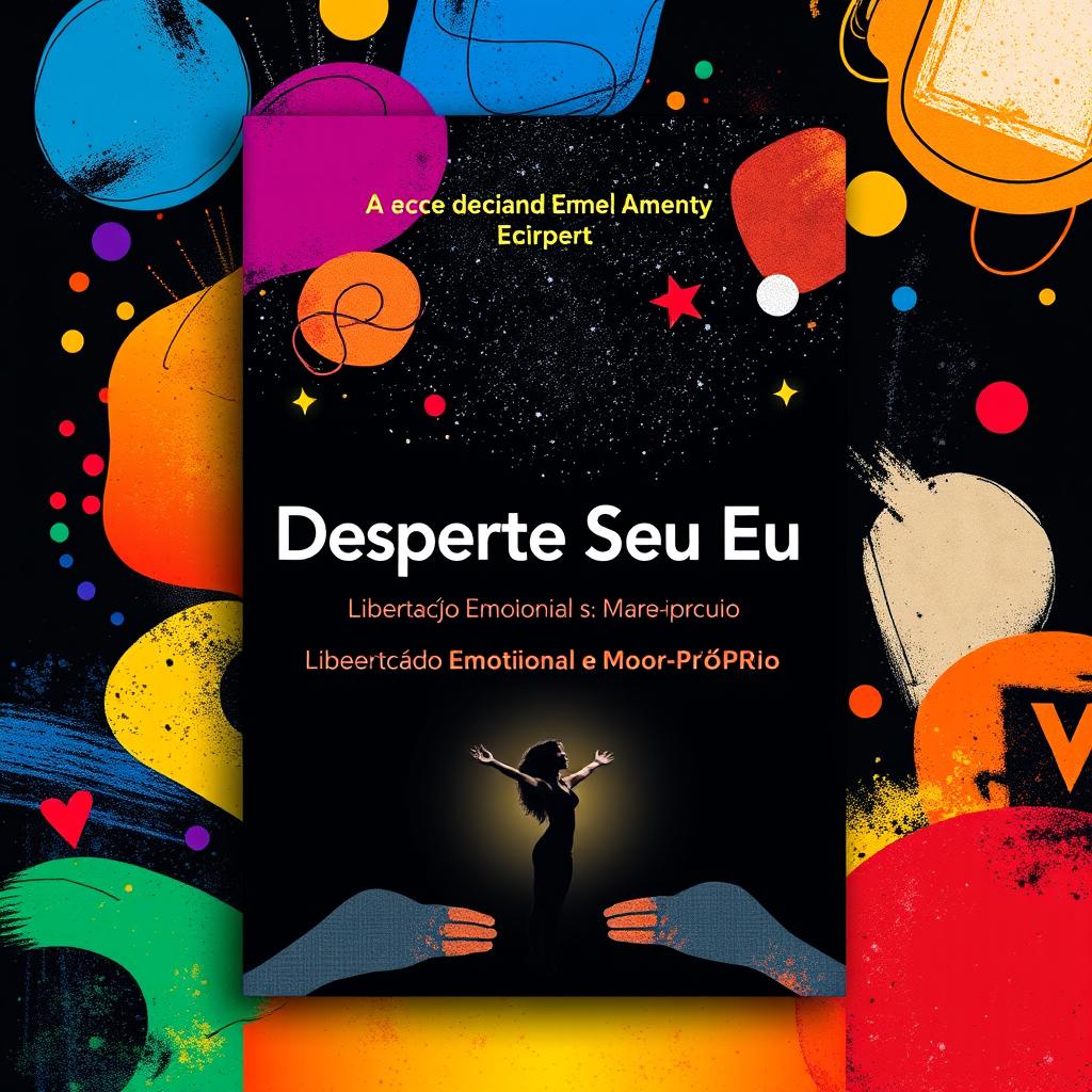 A vibrant abstract design for an e-book cover titled "Desperte Seu Eu: Libertação Emocional e Amor-Próprio"