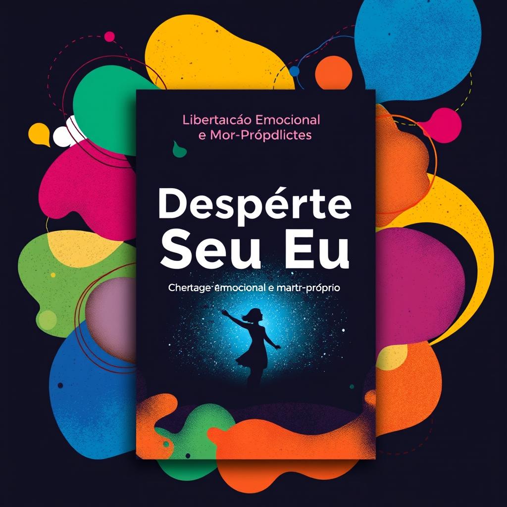 A vibrant abstract design for an e-book cover titled "Desperte Seu Eu: Libertação Emocional e Amor-Próprio"