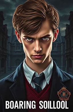 A book cover featuring a young man with sharp, intense brown eyes, staring ahead with a determined expression