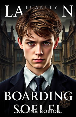 A book cover featuring a young man with sharp, intense brown eyes, staring ahead with a determined expression