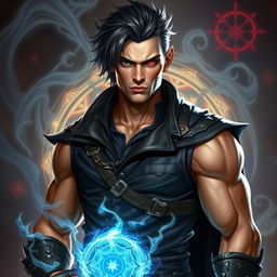 A fantasy soldier transformed into a sorcerer, inspired by Dungeons and Dragons, depicted as a humanoid with fair skin, standing at 1